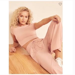 Reformation matching crop lounge set in blush - L